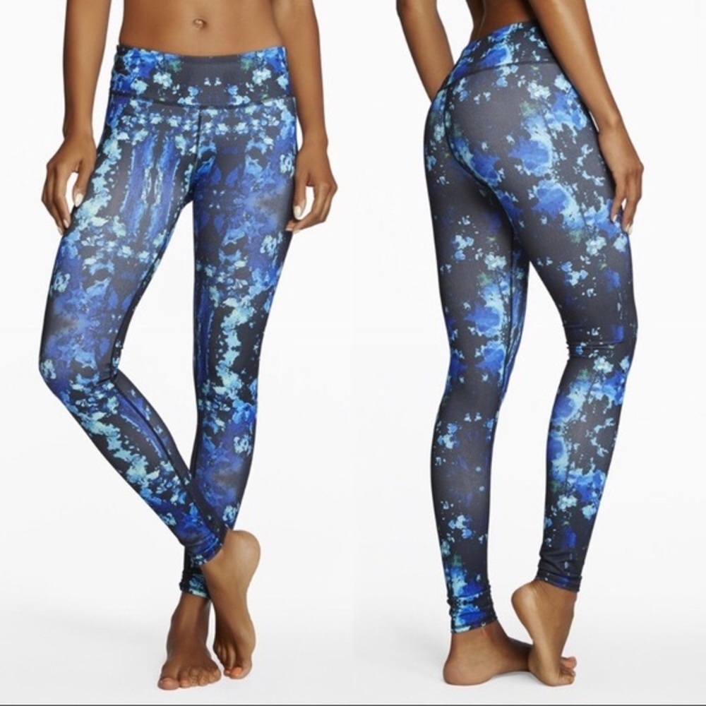 FABLETICS blue lava print pant leggings black long stretch